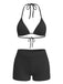 1940s Halter Triangle Textured Bikini Set
