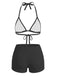 1940s Halter Triangle Textured Bikini Set 2