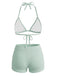 1940s Halter Triangle Textured Bikini Set 4