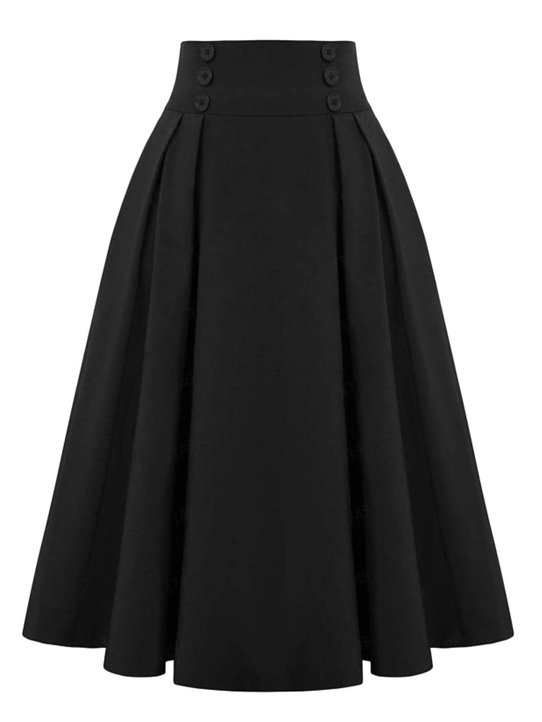 1940s Solid High-Waist Pleated Skirt — vintage elegance for the modern woman