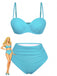 1940s Solid High-Waisted Ruched Bikini Set - vintage fashion, retro style