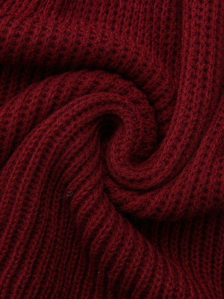 1940s Solid Knitted Lantern Sleeve Sweater Dress - vintage dress, retro fashion