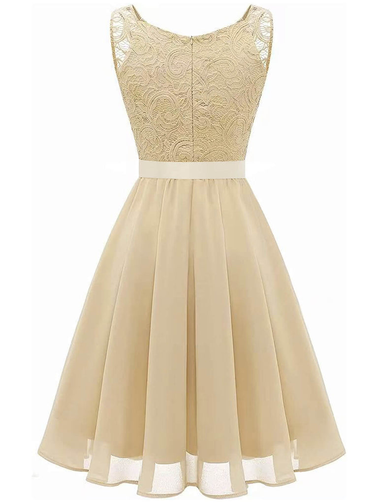 1940s Solid Lace Chiffon Patchwork Dress, vintage dress, retro fashion, lace detail - perfect for women who love vintage and retro fashion