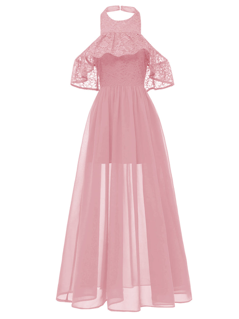 A Line Wedding Guest Dress Chiffon High Neck Summer Flowy Maxi Dress Bridesmaid Dress A Line Wedding Guest Dress Chiffon High Neck Summer Flowy Maxi Dress Bridesmaid Dress