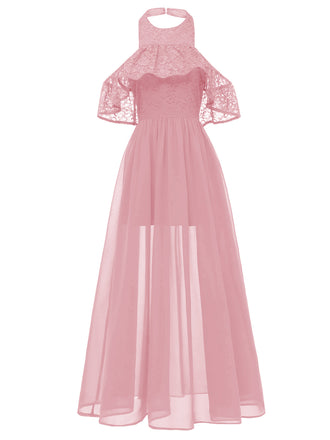 She slips into this 1940s Solid Lace Cold-Shoulder Long Dress and suddenly it's a 1940s daydream