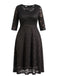 Beige 1940s Lace Midi Swing Dress - vintage dress, retro fashion, rockabilly