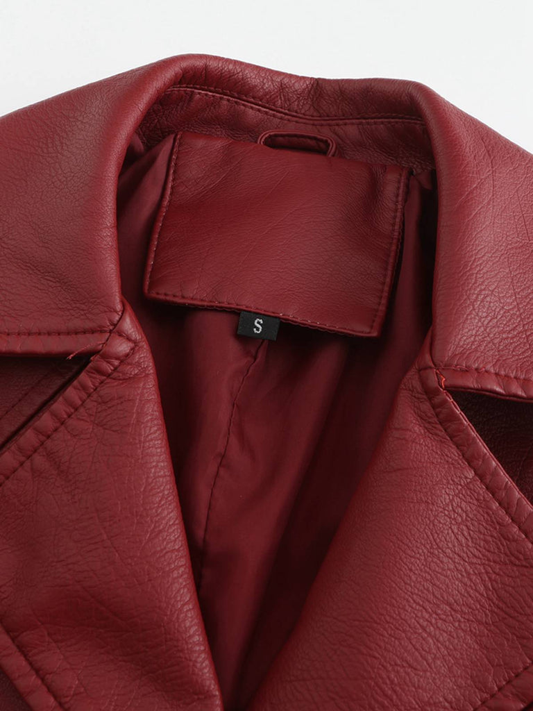 1940s Solid Lapel Leather Trench Coat - vintage fashion, retro style