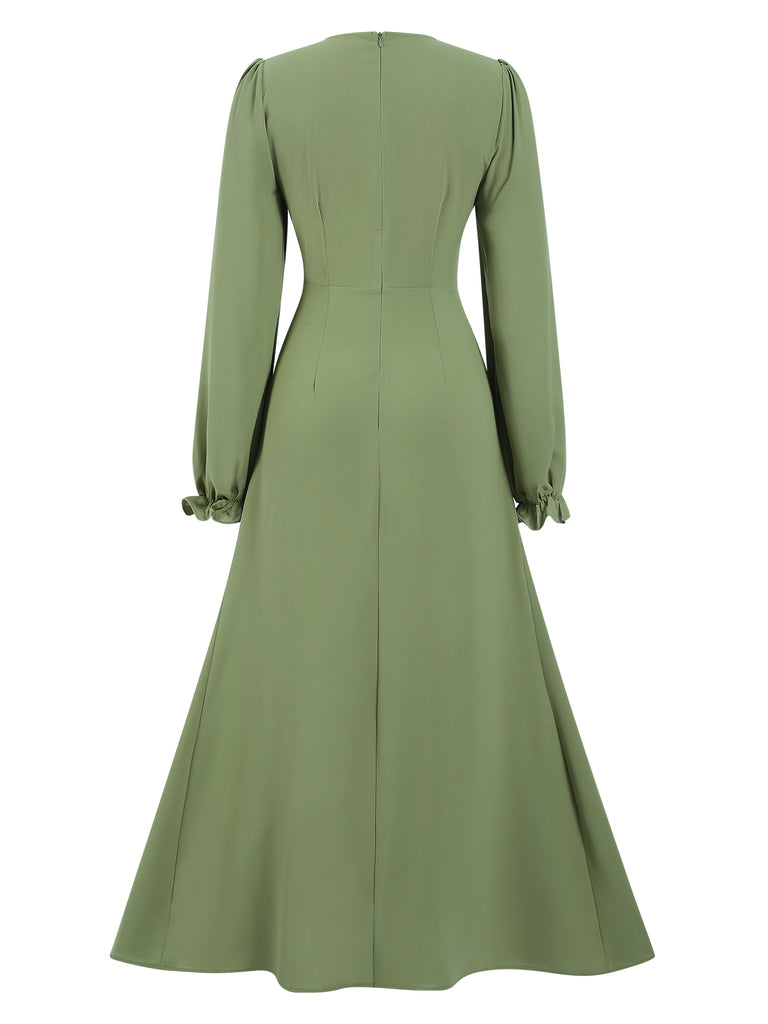 1940s Solid Long sleeve A-line Dress | Retro Stage