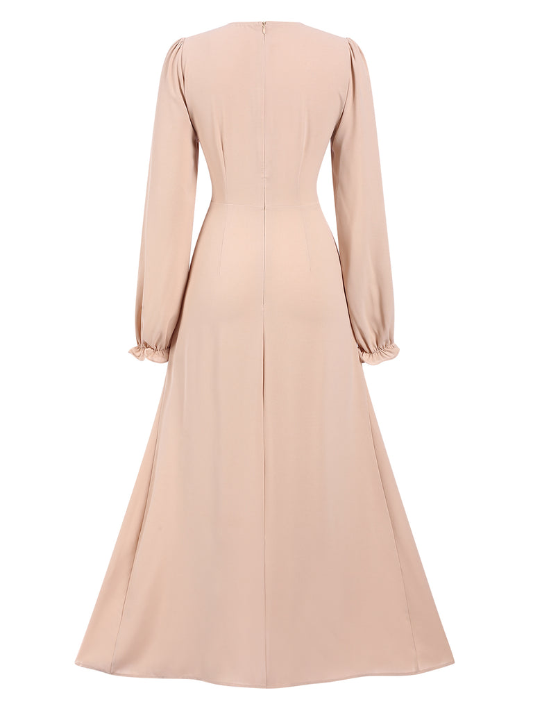 1940s Solid Long sleeve A-line Dress | Retro Stage 1940s Solid Long sleeve A-line Dress | Retro Stage