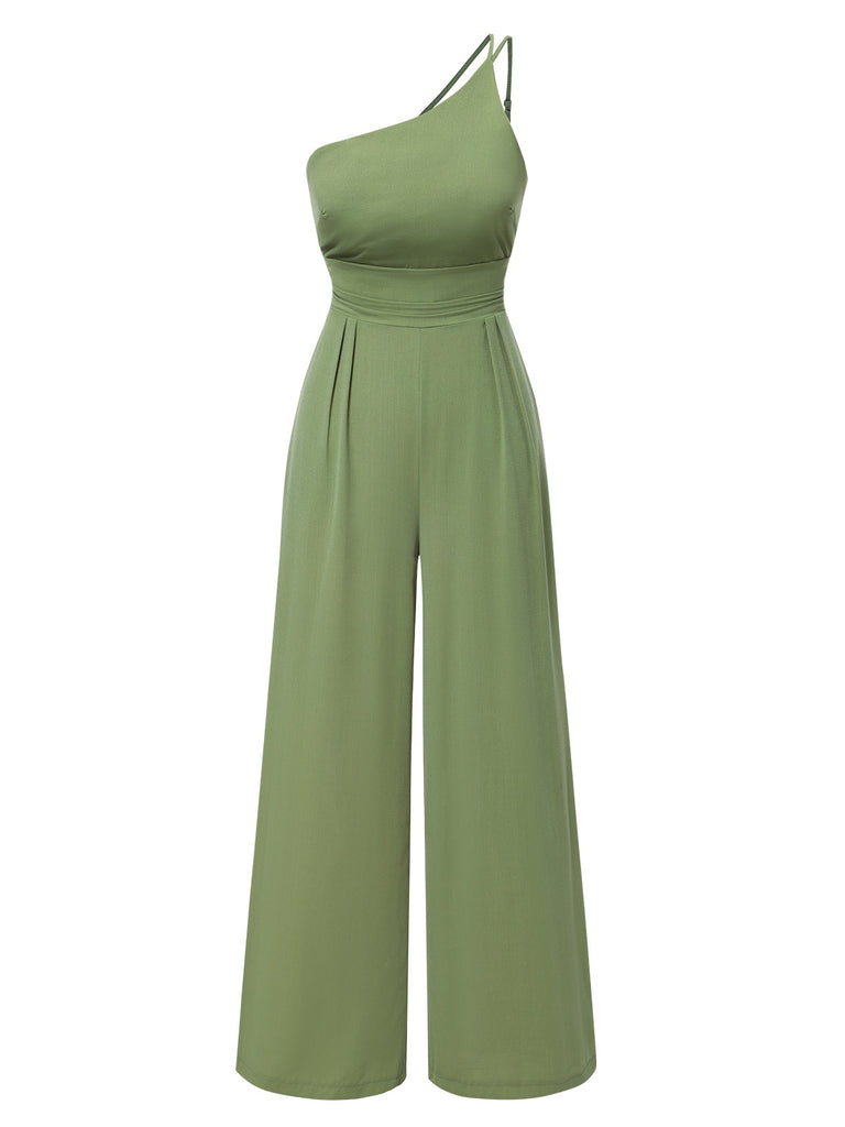 1940s Solid OneShoulder Suspender Loose | 1940s | vintage romper, retro jumpsuit