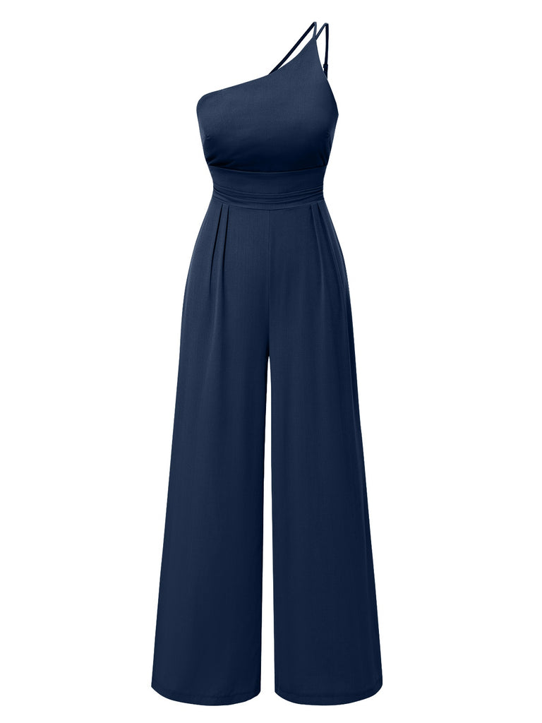 1940s Solid OneShoulder Suspender Loose | 1940s | vintage romper, retro jumpsuit
