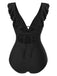 1940s Solid Ruffle Collar LaceUp | 1940s | vintage swimsuit, retro beachwear