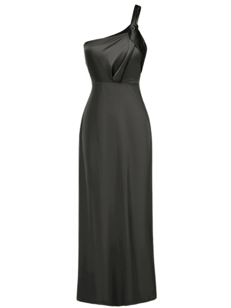 vintage one shoulder dress 70s Beaded One Shoulder Gown