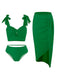 She's wearing 1940s Solid Shoulder Tie Hollow Swimsuit & Cove-Up and the whole beach remembers the 1940s