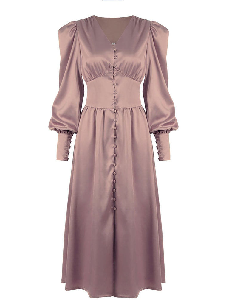 1940s Solid Silk Buttoned Tea | 1940s | vintage dress, retro fashion
