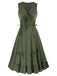 1940s Solid Sleeveless Drawstring Lace-Up Dress - vintage dress, retro fashion