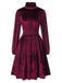 She slips into this 1940s Solid Stand Collar Velvet Dress and suddenly it's a 1940s daydream