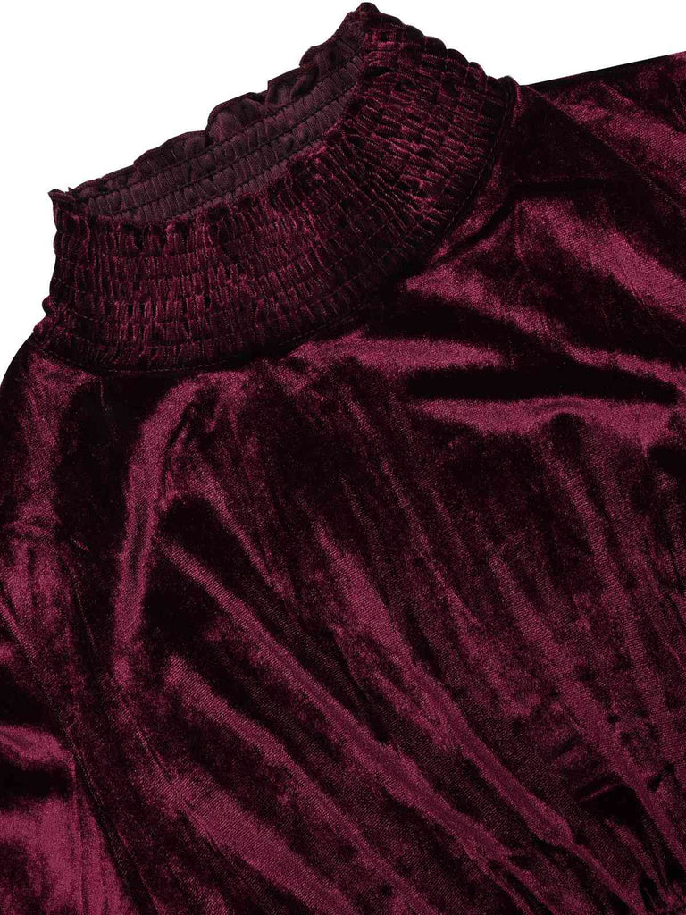 1940s Solid Stand Collar Velvet Dress — the kind of 1940s dress that makes strangers smile