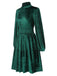 She slips into this 1940s Solid Stand Collar Velvet Dress and suddenly it's a 1940s daydream