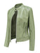 1940s Solid Studded Stand Collar Leather Jacket - vintage fashion, retro style