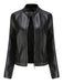 1940s Solid Studded Stand Collar Leather Jacket - vintage fashion, retro style