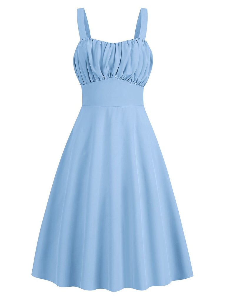 She slips into this 1940s Solid Suspender A-line Dress and suddenly it's a 1940s daydream