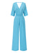 1940s Solid V-Neck Half Sleeves Jumpsuit — 1940s style that transcends decades