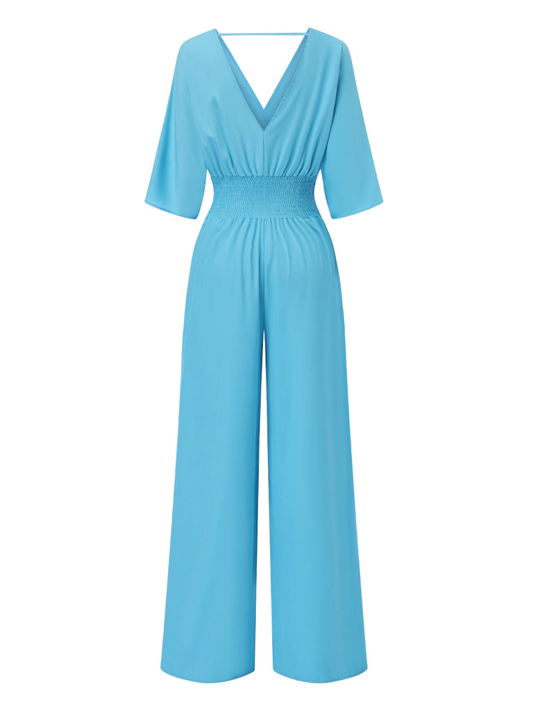 1940s Solid VNeck Half Sleeves | 1940s | vintage romper, retro jumpsuit