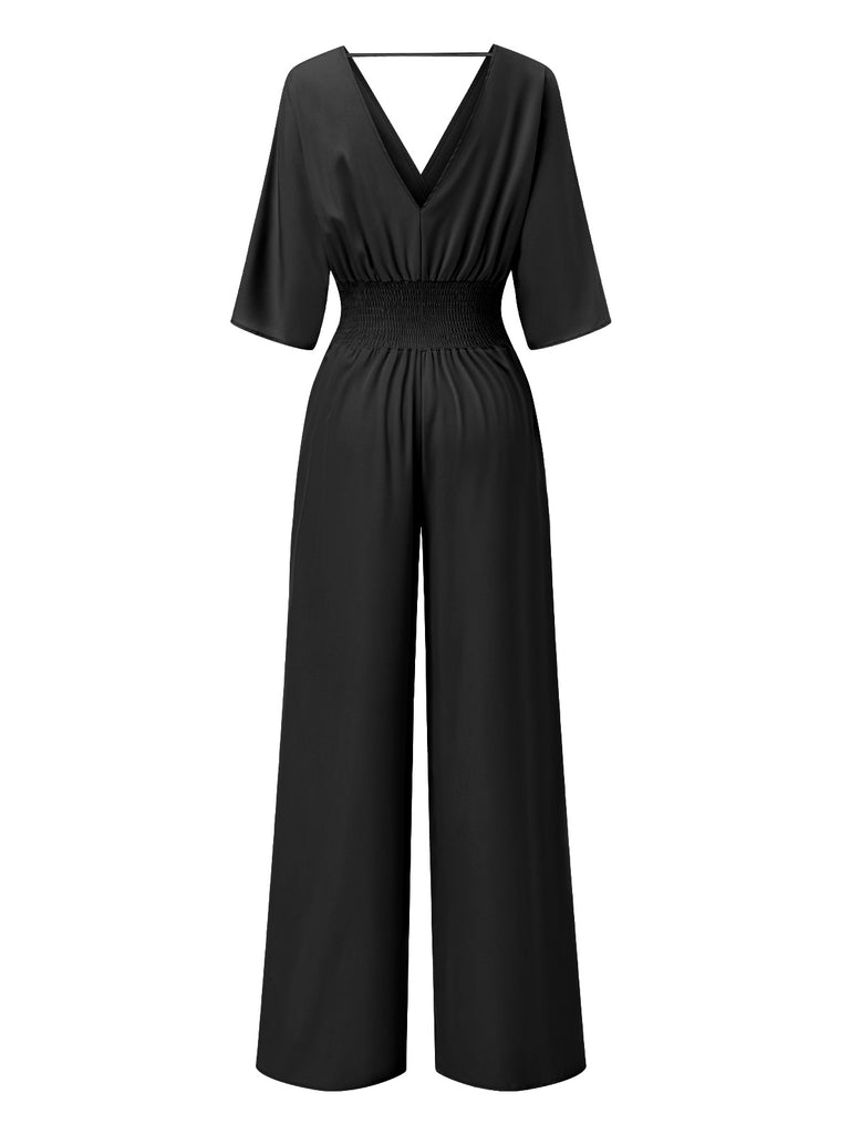 1940s Solid VNeck Half Sleeves | 1940s | vintage romper, retro jumpsuit