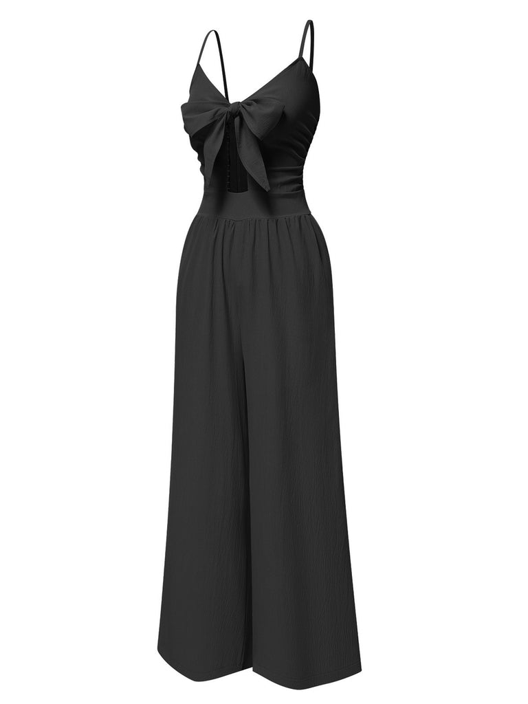 1940s Solid VNeck HollowOut Bow | 1940s | vintage romper, retro jumpsuit