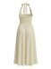 1940s Solid Wide-Strap Halter Backless Dress - vintage dress, retro fashion