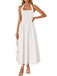 1940s Solid Wide-Strap Halter Backless Dress - vintage dress, retro fashion