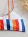 1940s Spaghetti Strap Bow Contrast Stripes Bikini: 1940s Riviera elegance, reimagined for her