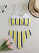 1940s Spaghetti Strap Bow Contrast Stripes Bikini — 1940s poolside glamour meets sun-drenched confidence
