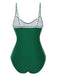 1940s Spaghetti Straps Ruched One-Piece Swimsuit, vintage swimsuit, pin-up swimwear - perfect for women who love vintage and retro fashion