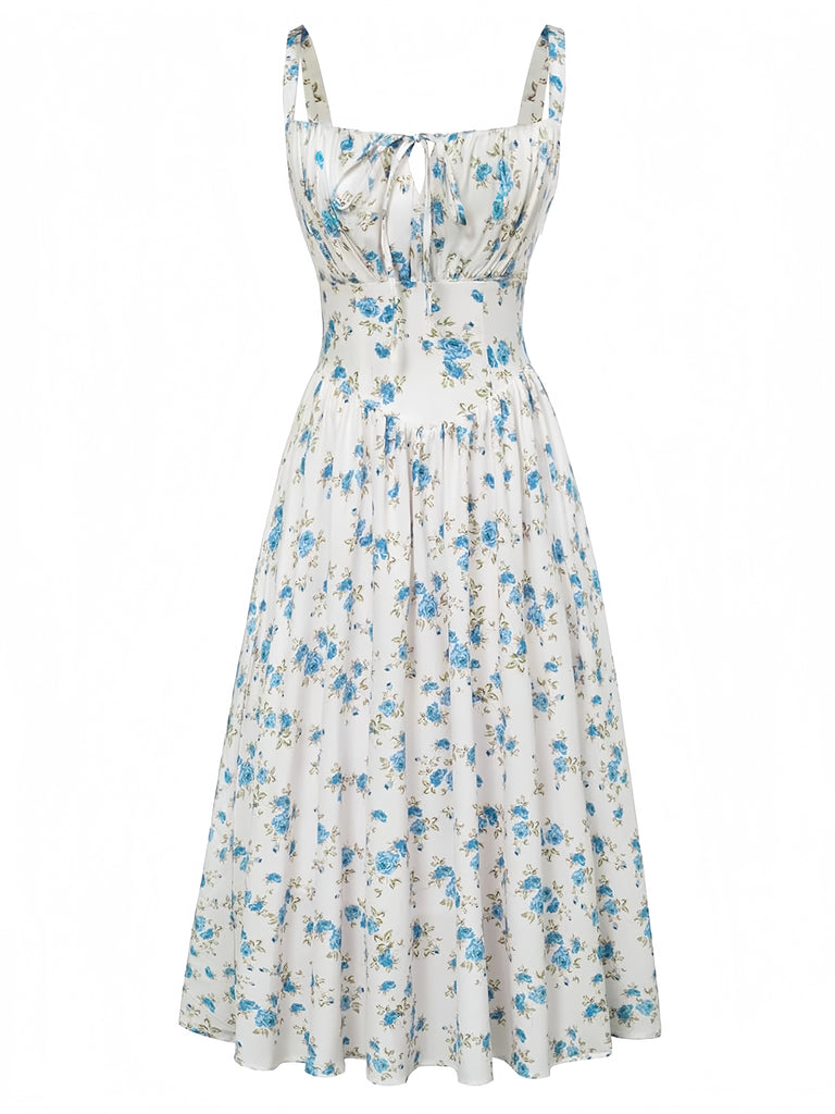 Elegant 1940s Vintage Floral Dress 3
