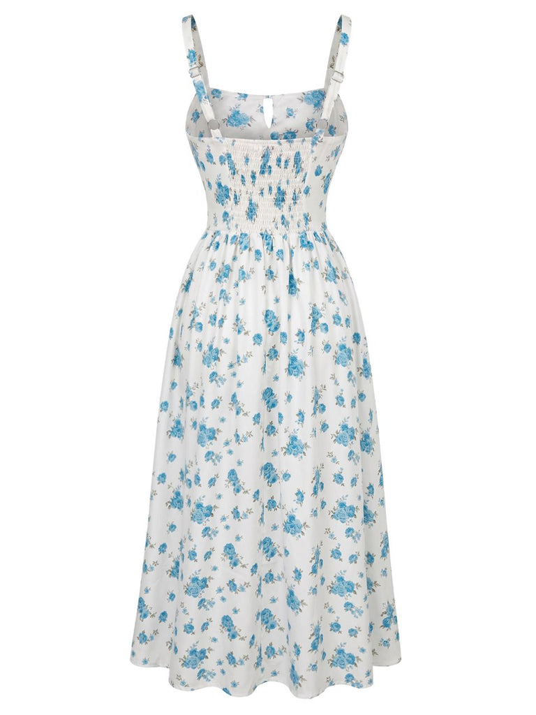 Elegant 1940s Vintage Floral Dress 4