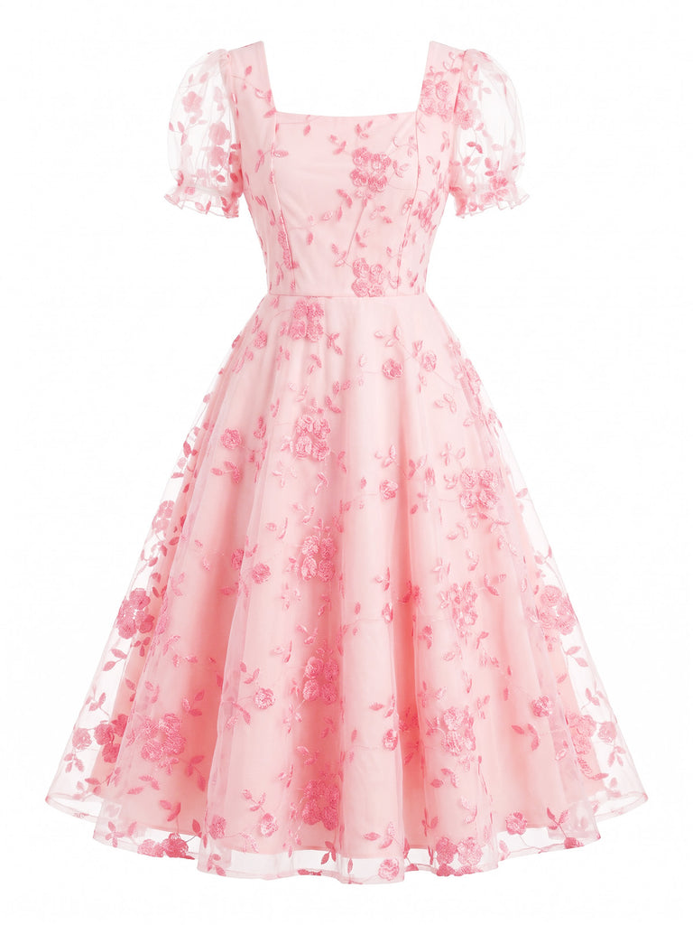 Pink 1940s Vintage Retro Dress 2