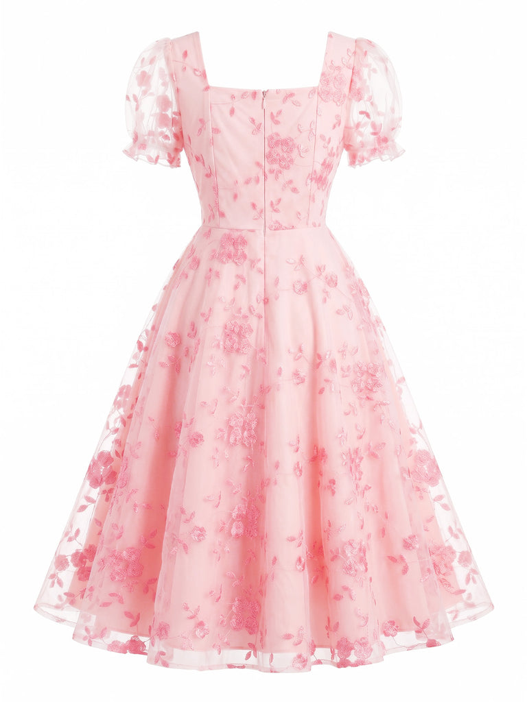 Pink 1940s Vintage Retro Dress 3