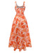 1940s Square Neck Irregular Floral Pleated Dress - vintage dress, retro fashion