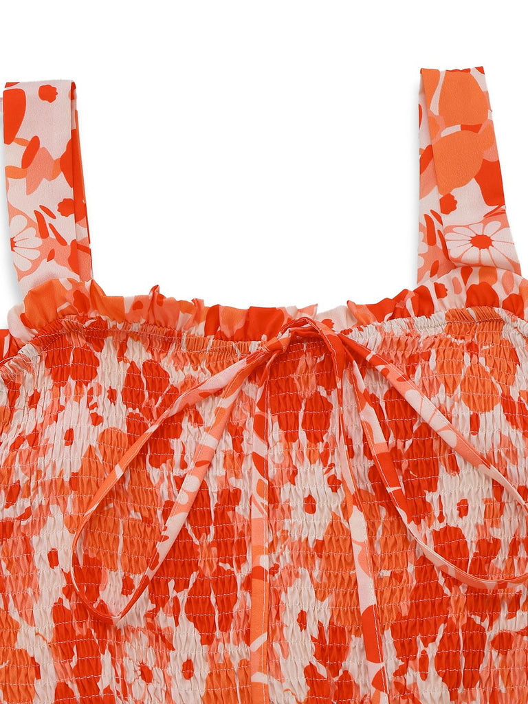 1940s Square Neck Irregular Floral Pleated Dress - vintage dress, retro fashion