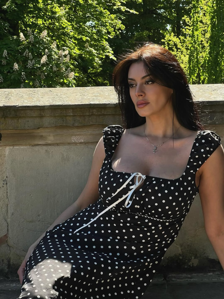 1940s Square Neck Polka Dot Ruffle Dress, vintage dress, retro fashion - perfect for women who love vintage and retro fashion