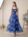 Blue 1940s Square Neck Starry Night Bow Swing Dress, vintage dress, retro fashion, rockabilly, pin-up fashion - perfect for women who love vintage and retro fashion