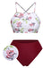 She's wearing 1940s Strap Contrast Floral Lace-Up Swimsuit and the whole beach remembers the 1940s