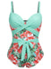 [Plus Size] 1940s Strap Flowers One-Piece Swimsuit, vintage swimsuit, pin-up swimwear - perfect for women who love vintage and retro fashion