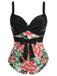 1940s Strap Flowers One-Piece Swimsuit, vintage swimsuit, pin-up swimwear, retro beach style, women, elegant