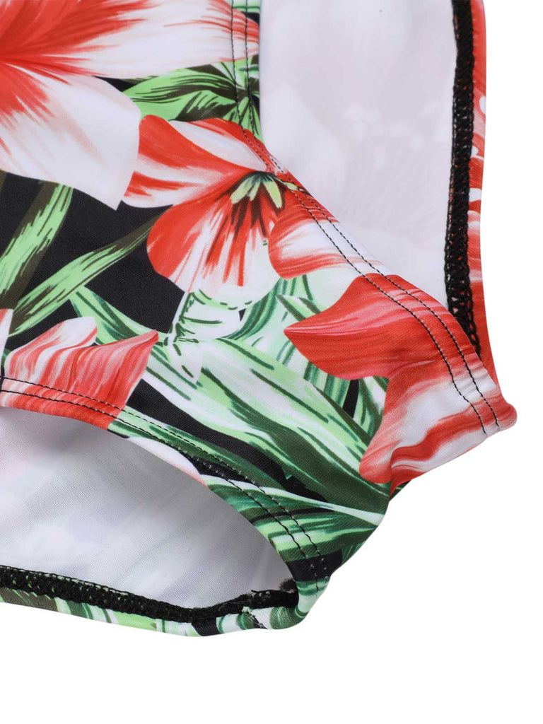 1940s Strap Flowers One-Piece Swimsuit, vintage swimsuit, pin-up swimwear, retro beach style, women, elegant