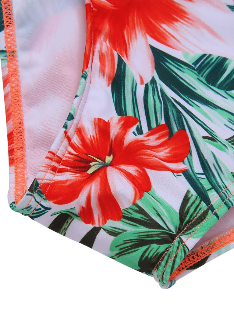 [Plus Size] 1940s Strap Flowers One-Piece Swimsuit, vintage swimsuit, pin-up swimwear - perfect for women who love vintage and retro fashion