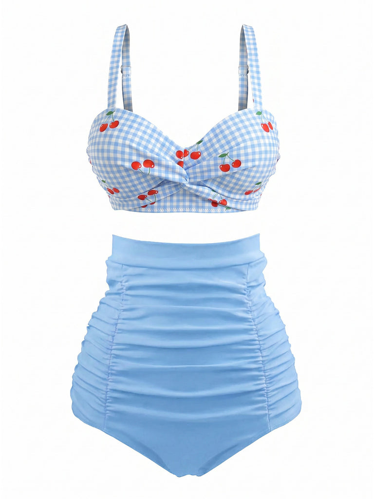 1940s Striped Colorblock Vintage Bikini Set, vintage swimsuit, pin-up swimwear - perfect for women who love vintage and retro fashion