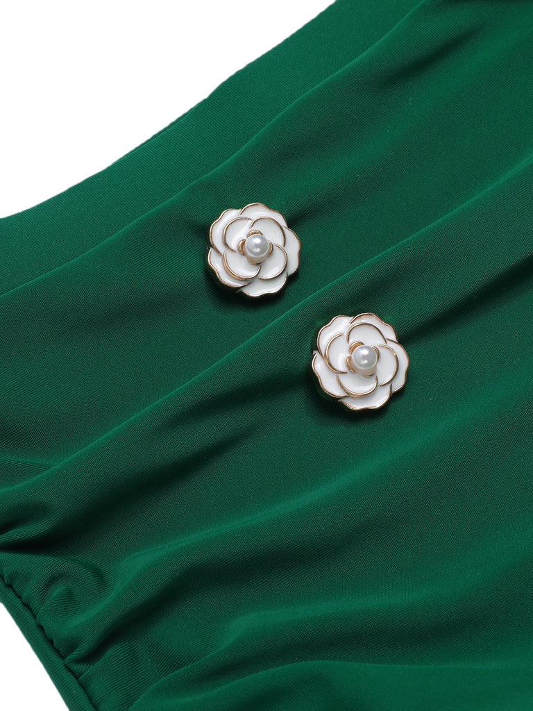 1940s Striped Halter Swimsuit Set - vintage swimsuit, pin-up style